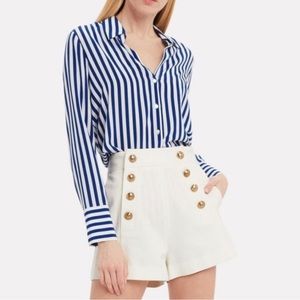 L’Agence Brielle Blue Stripe Silk Blouse | Medium
